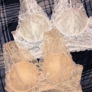 White and cream bralettes